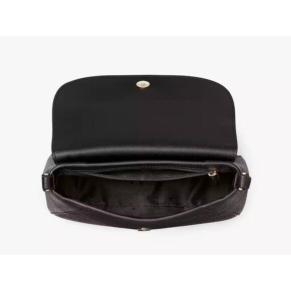 New Kate Spade Monica Mini Flap Crossbody bag Pebble Leather Black - Picture 4 of 5